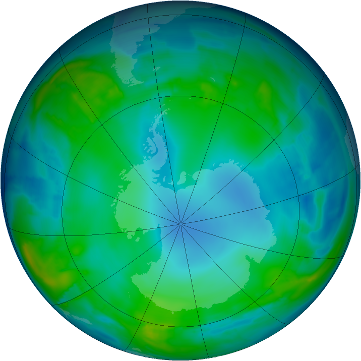 Antarctic ozone map for 19 May 2015